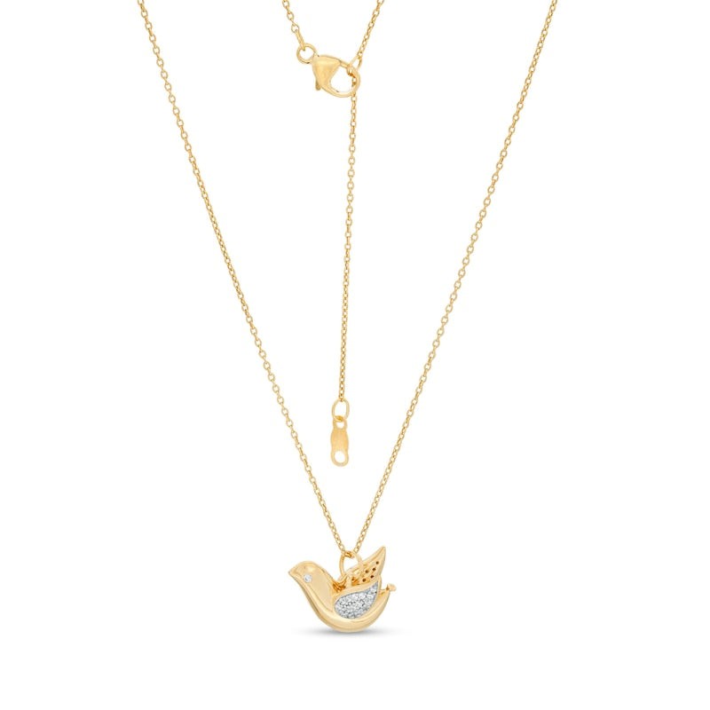 0.1 CT. T.W. Natural Diamond Dove Pendant in Sterling Silver with 14K Gold Plate