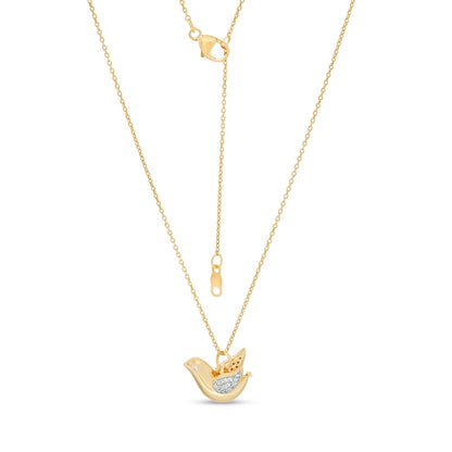 0.1 CT. T.W. Natural Diamond Dove Pendant in Sterling Silver with 14K Gold Plate