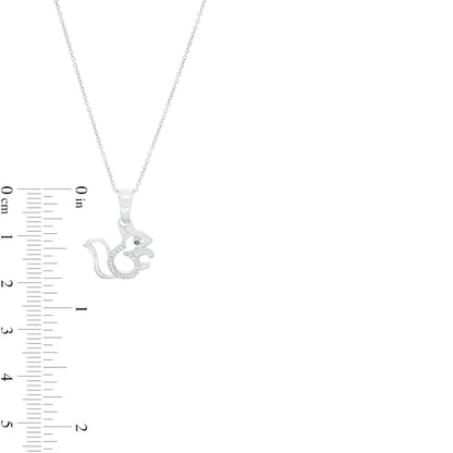0.05 CT. T.W. Enhanced Black and White Natural Diamond Squirrel Pendant in Sterling Silver