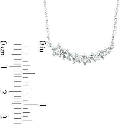 0.1 CT. T.W. Journey Natural Diamond Stars Necklace in Sterling Silver