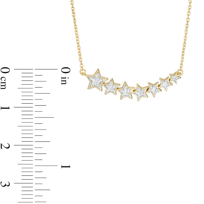 0.1 CT. T.W. Journey Natural Diamond Stars Necklace in Sterling Silver with 14K Gold Plate
