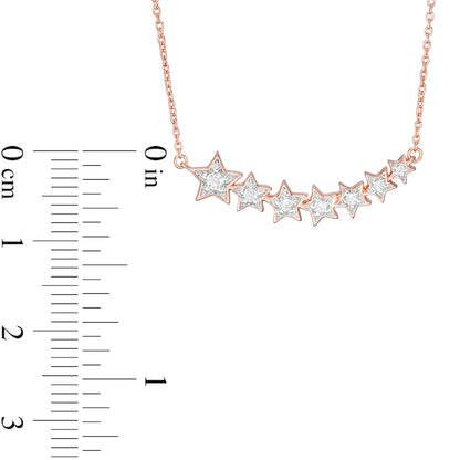 0.1 CT. T.W. Journey Natural Diamond Stars Necklace in Sterling Silver with 14K Rose Gold Plate
