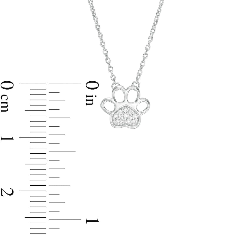 Natural Diamond Accent Heart Paw Print Necklace in 10K White Gold