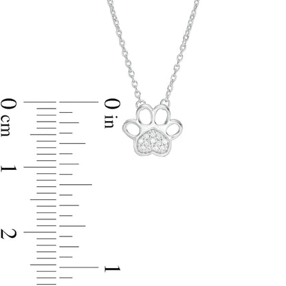 Natural Diamond Accent Heart Paw Print Necklace in 10K White Gold