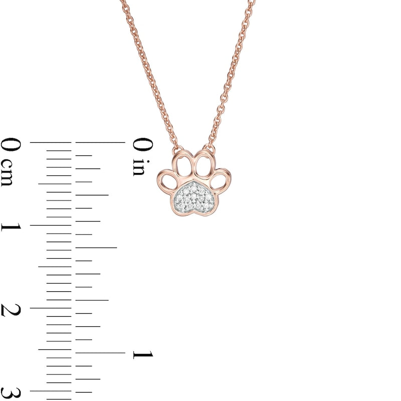 Natural Diamond Accent Heart Paw Print Necklace in 10K Rose Gold