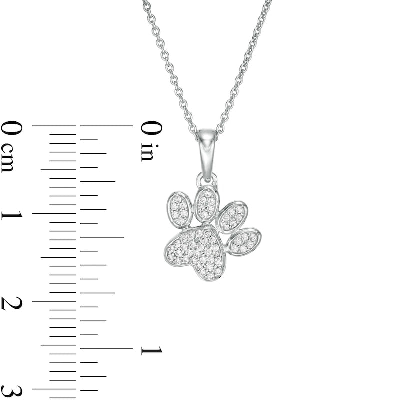 0.13 CT. T.W. Natural Diamond Tilted Paw Print Pendant in 10K White Gold