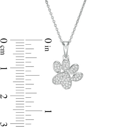 0.13 CT. T.W. Natural Diamond Tilted Paw Print Pendant in 10K White Gold