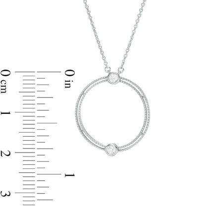 0.1 CT. T.W. Natural Diamond Double Row Open Circle Necklace in 10K White Gold
