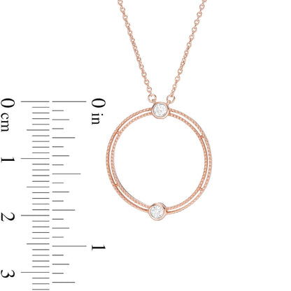 0.1 CT. T.W. Natural Diamond Double Row Open Circle Necklace in 10K Rose Gold
