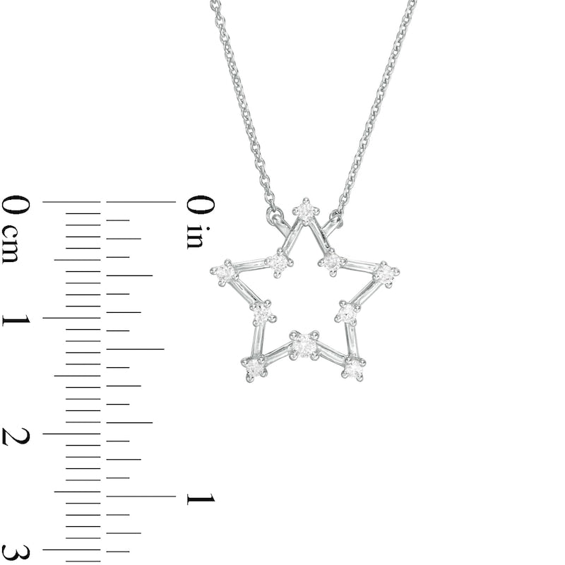 0.17 CT. T.W. Natural Diamond Star Necklace in 10K White Gold