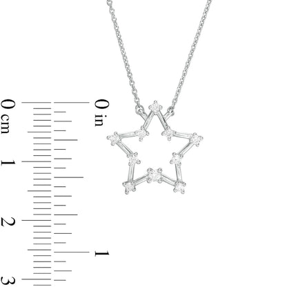 0.17 CT. T.W. Natural Diamond Star Necklace in 10K White Gold