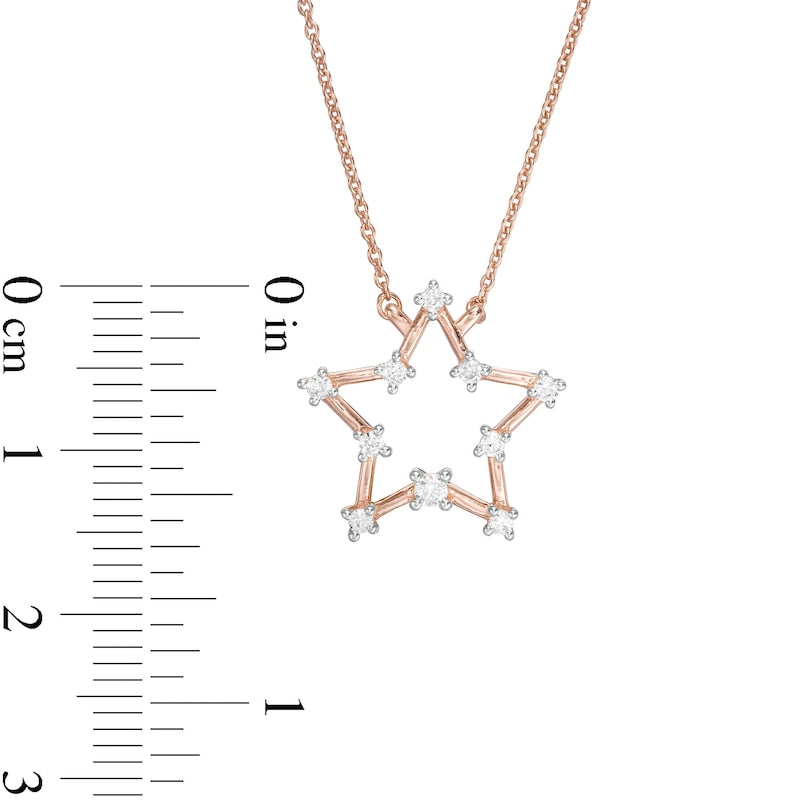 0.17 CT. T.W. Natural Diamond Star Necklace in 10K Rose Gold