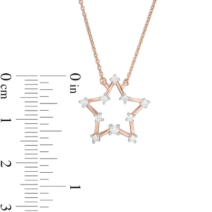 0.17 CT. T.W. Natural Diamond Star Necklace in 10K Rose Gold