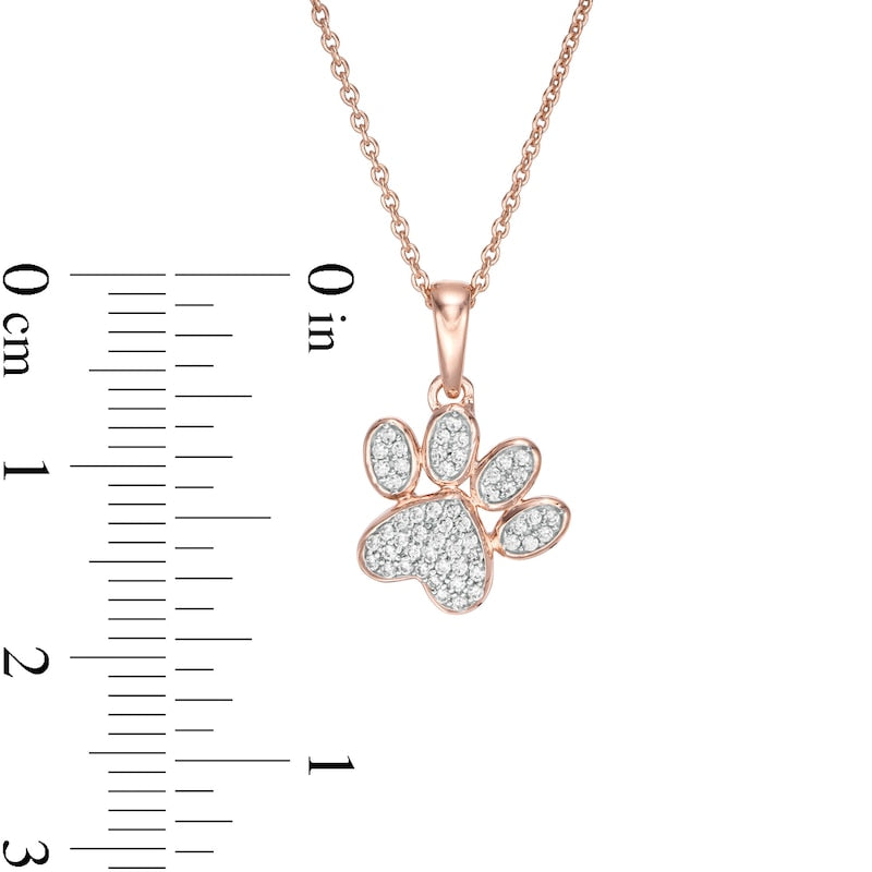 0.13 CT. T.W. Natural Diamond Tilted Paw Print Pendant in 10K Rose Gold