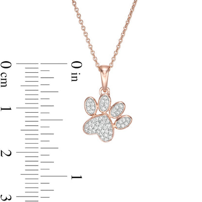 0.13 CT. T.W. Natural Diamond Tilted Paw Print Pendant in 10K Rose Gold