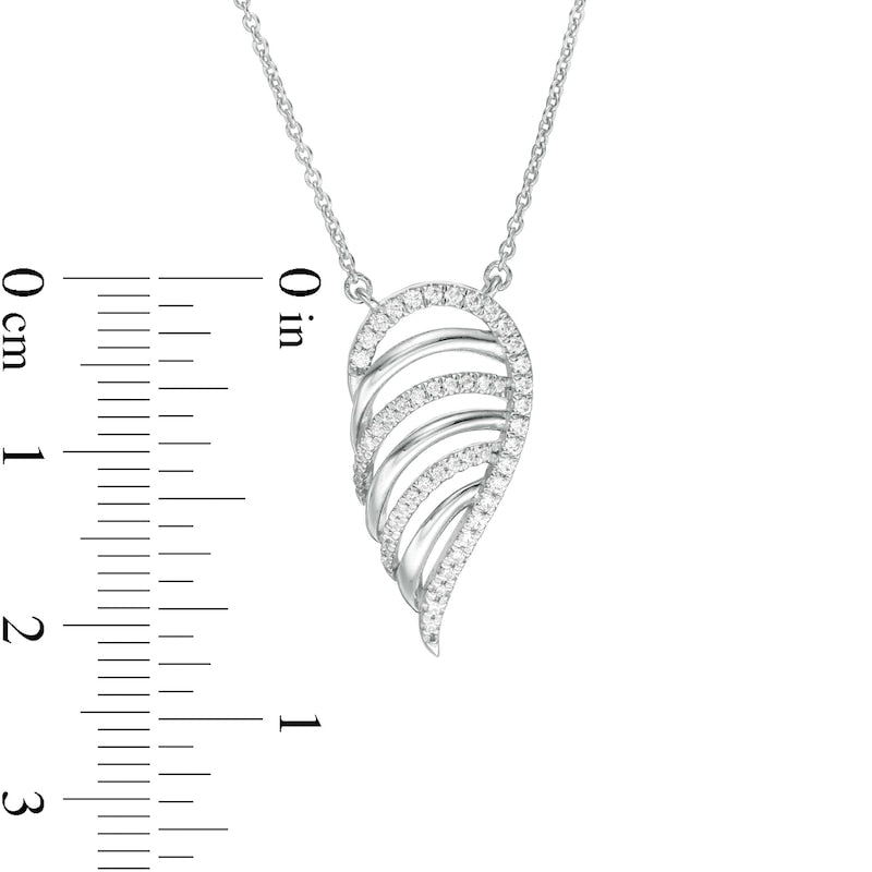 0.2 CT. T.W. Natural Diamond Multi-Row Single Wing Necklace in 10K White Gold