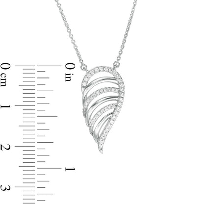 0.2 CT. T.W. Natural Diamond Multi-Row Single Wing Necklace in 10K White Gold