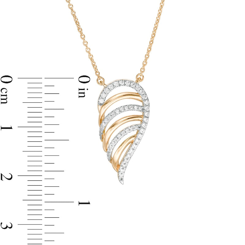 0.2 CT. T.W. Natural Diamond Multi-Row Single Wing Necklace in 10K Yellow Gold