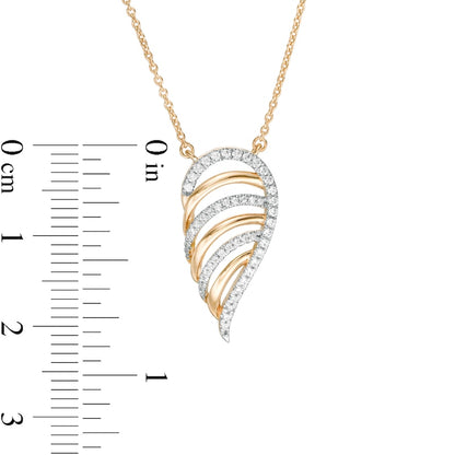 0.2 CT. T.W. Natural Diamond Multi-Row Single Wing Necklace in 10K Yellow Gold