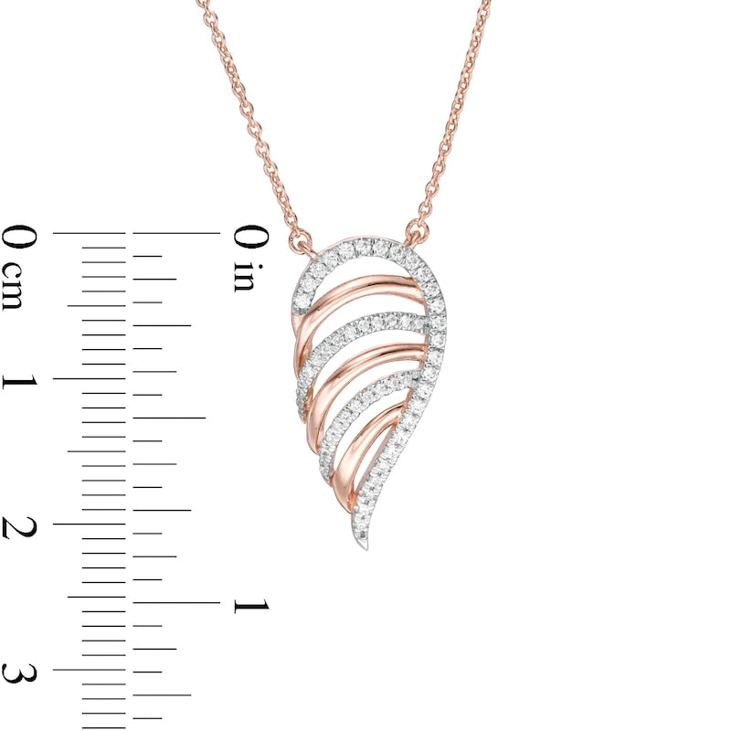 0.2 CT. T.W. Natural Diamond Multi-Row Single Wing Necklace in 10K Rose Gold