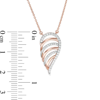 0.2 CT. T.W. Natural Diamond Multi-Row Single Wing Necklace in 10K Rose Gold
