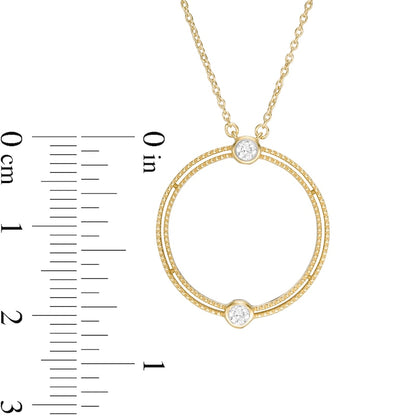 0.1 CT. T.W. Natural Diamond Double Row Open Circle Necklace in 10K Yellow Gold