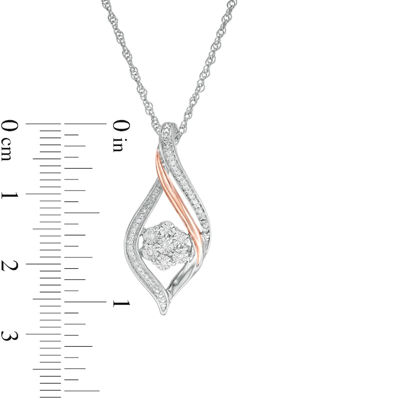 0.07 CT. T.W. Composite Natural Diamond Twist Flame Pendant in Sterling Silver and 10K Rose Gold