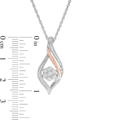 0.07 CT. T.W. Composite Natural Diamond Twist Flame Pendant in Sterling Silver and 10K Rose Gold