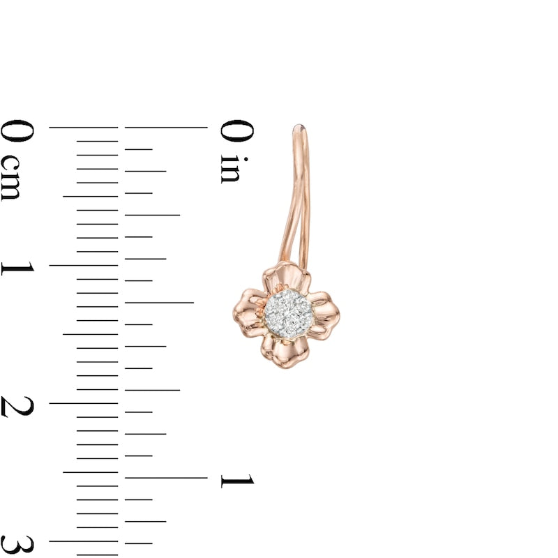 0.1 CT. T.W. Composite Diamond Flower Drop Earrings in 10K Rose Gold