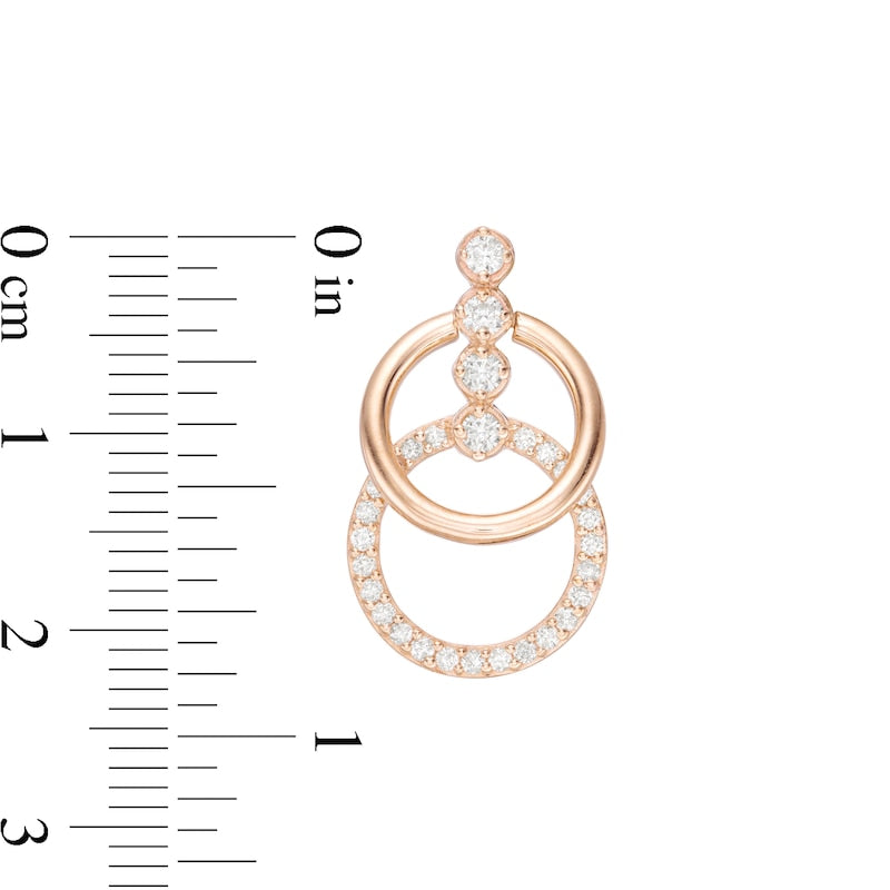 0.63 CT. T.W. Diamond Double Doorknocker Drop Earrings in 10K Rose Gold