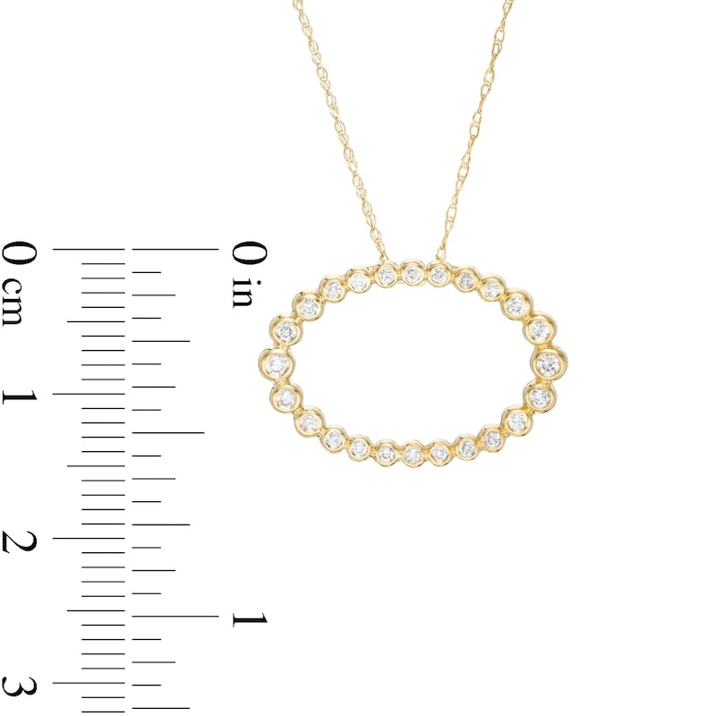 0.25 CT. T.W. Natural Diamond Sideways Open Oval Pendant in 10K Yellow Gold