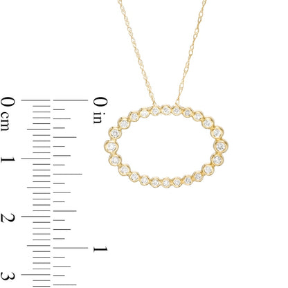 0.25 CT. T.W. Natural Diamond Sideways Open Oval Pendant in 10K Yellow Gold
