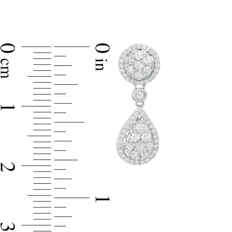 0.75 CT. T.W. Composite Diamond Halo Frame Teardrop Earrings in 14K White Gold