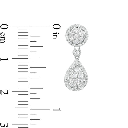 0.75 CT. T.W. Composite Diamond Halo Frame Teardrop Earrings in 14K White Gold