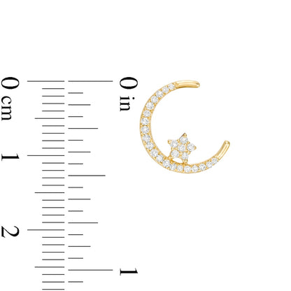 0.2 CT. T.W. Diamond Crescent Moon and Star Stud Earrings in 10K Gold