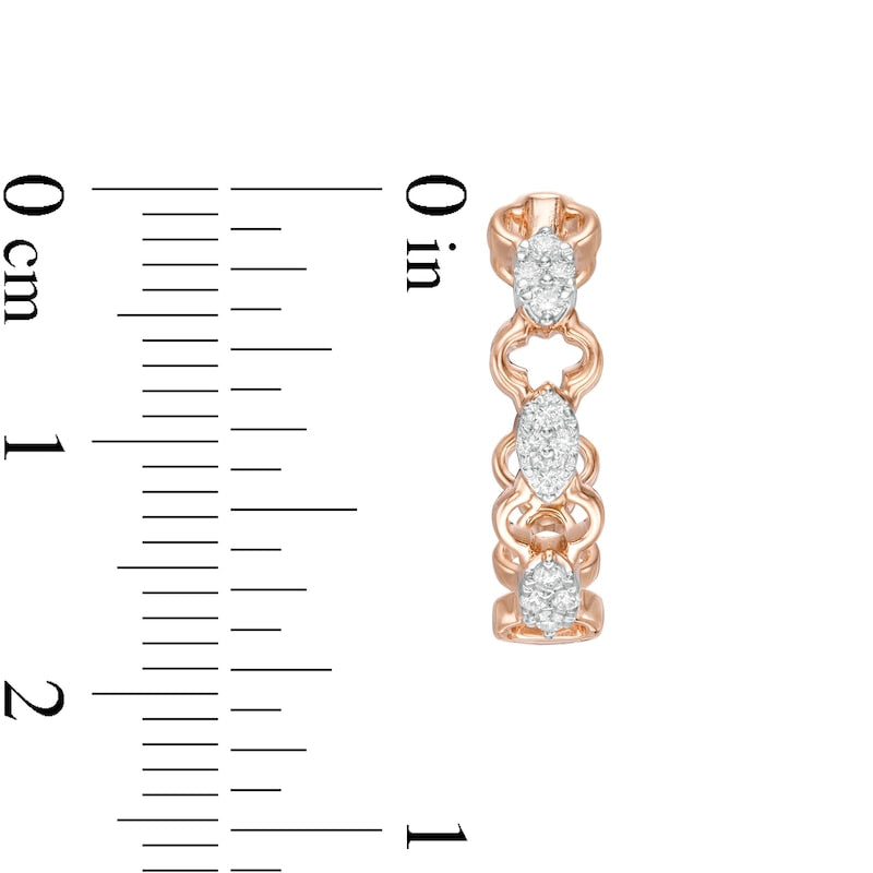 0.25 CT. T.W. Diamond Clover Hoop Earrings in 10K Rose Gold