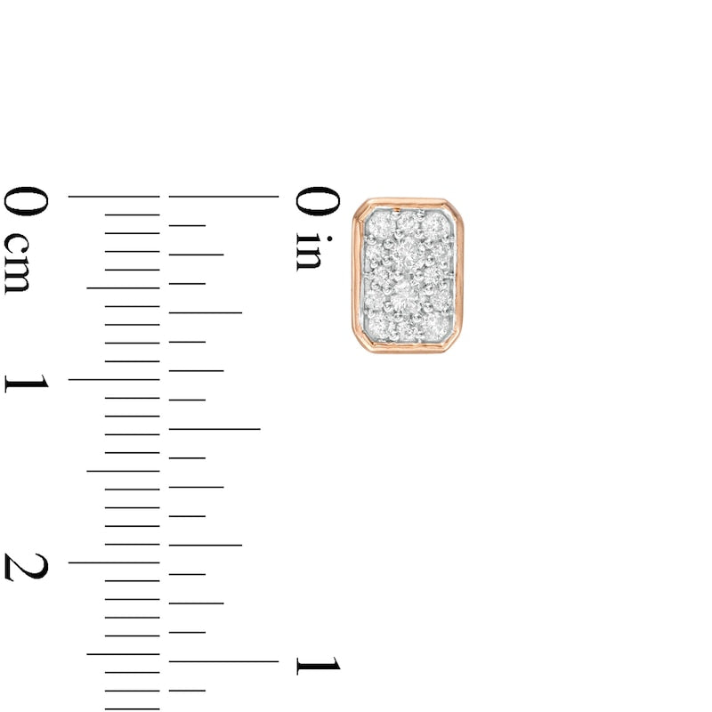 0.2 CT. T.W. Composite Diamond Rectangle Stud Earrings in 10K Rose Gold