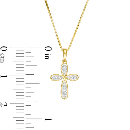 Natural Diamond Accent Loop Cross Pendant in 10K Yellow Gold