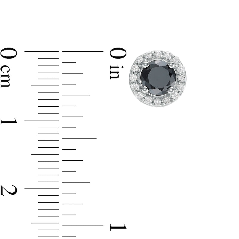 2 CT. T.W. Enhanced Black and White Diamond Frame Stud Earrings in 10K White Gold