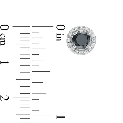 2 CT. T.W. Enhanced Black and White Diamond Frame Stud Earrings in 10K White Gold