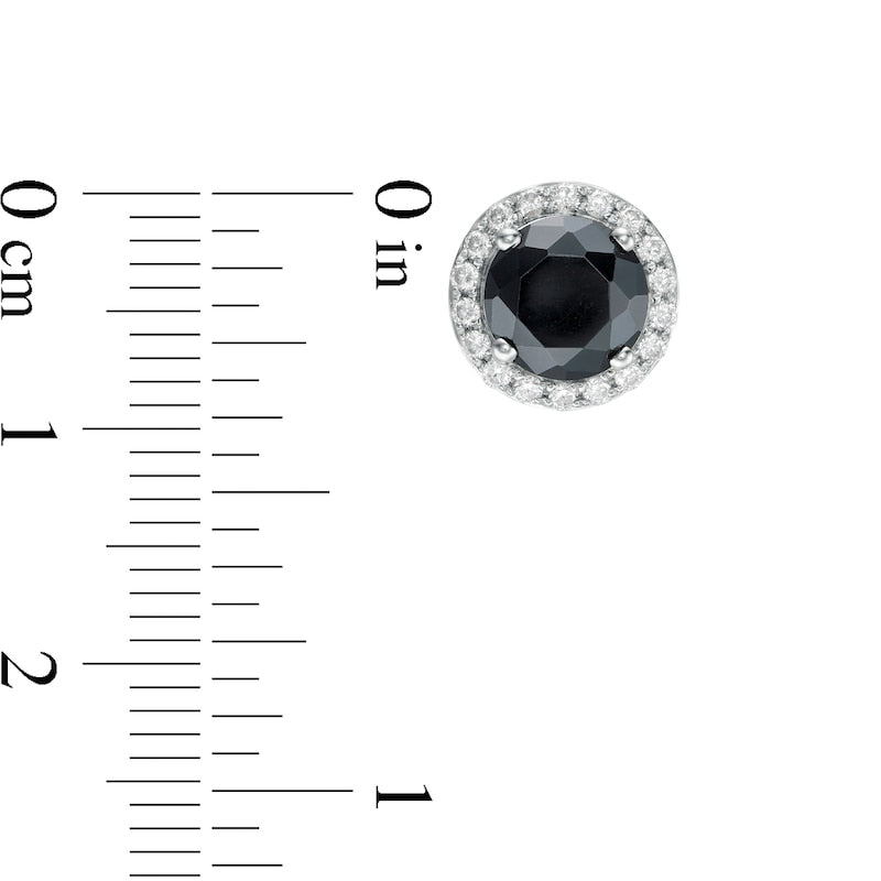 3.98 CT. T.W. Enhanced Black and White Diamond Frame Stud Earrings in 10K White Gold