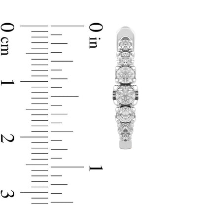 0.33 CT. T.W. Journey Diamond Huggie Hoop Earrings in 10K White Gold