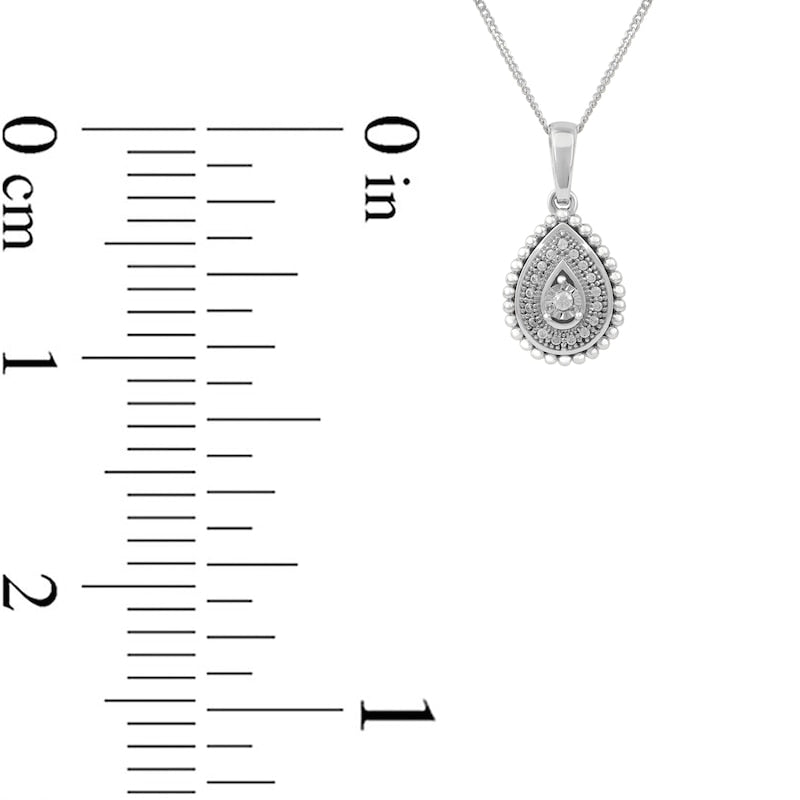 0.05 CT. T.W. Natural Diamond Bead Teardrop Frame Pendant in 10K White Gold