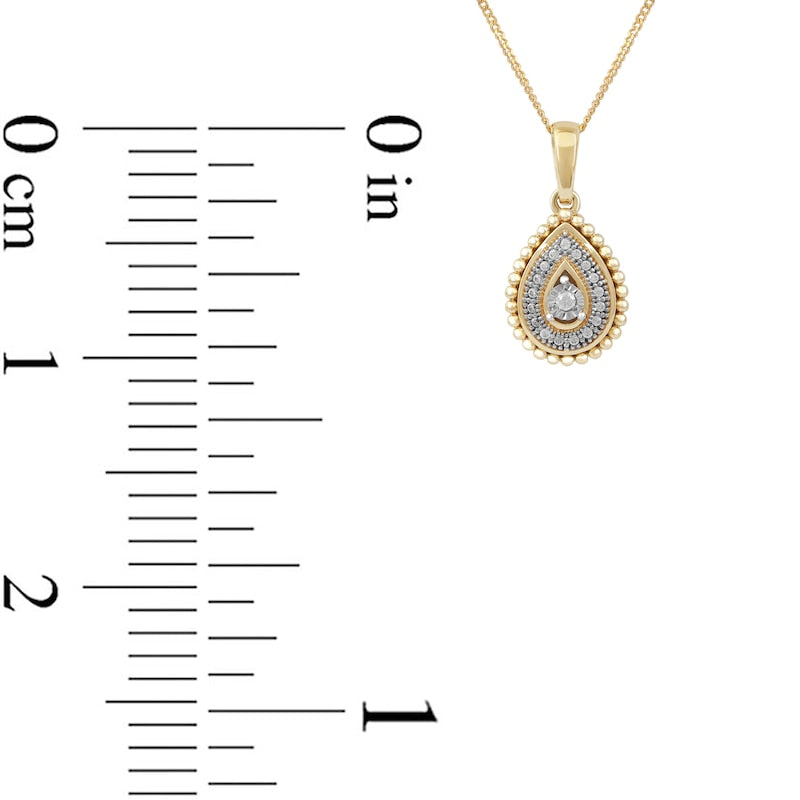 0.05 CT. T.W. Natural Diamond Teardrop Bead Frame Pendant in 10K Yellow Gold