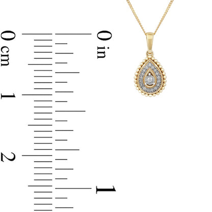 0.05 CT. T.W. Natural Diamond Teardrop Bead Frame Pendant in 10K Yellow Gold