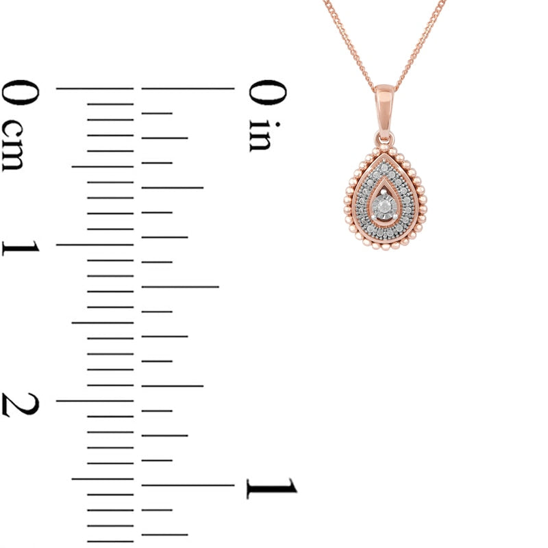 0.05 CT. T.W. Natural Diamond Teardrop Bead Frame Pendant in 10K Rose Gold