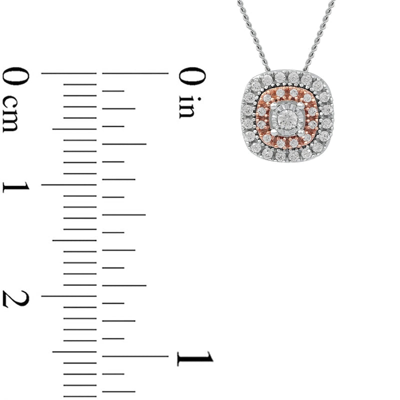 0.2 CT. T.W. Natural Diamond Double Cushion Frame Pendant in 10K Two-Tone Gold