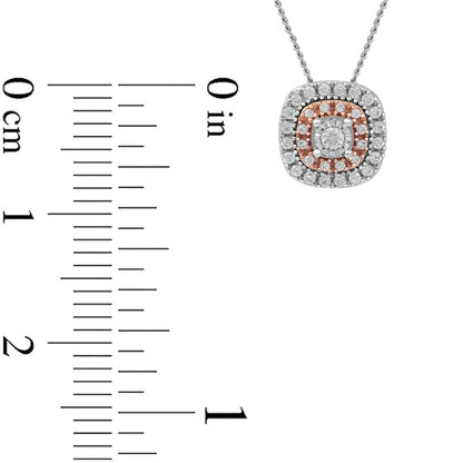 0.2 CT. T.W. Natural Diamond Double Cushion Frame Pendant in 10K Two-Tone Gold
