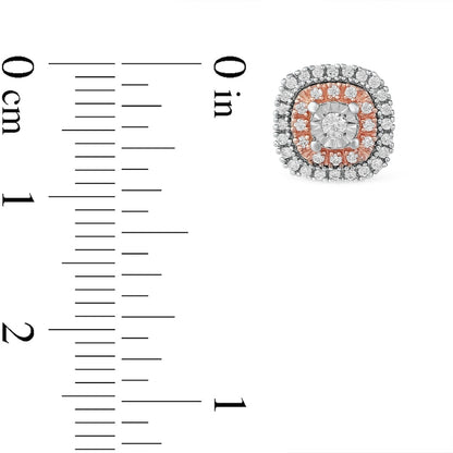 0.2 CT. T.W. Diamond Double Cushion Frame Stud Earrings in 10K Two-Tone Gold