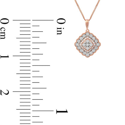 0.07 CT. T.W. Natural Diamond Scallop Frame Antique Vintage-Style Pendant in 10K Rose Gold